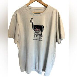 Life is Good Men's T-shirt Size XL Smoke Show Crusher Tee Stone Gray BBQ Grill